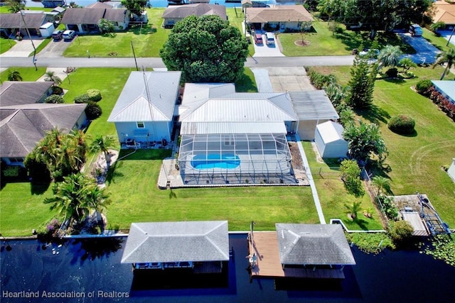 bird's eye view featuring a water view