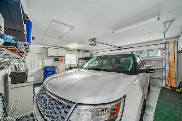 garage with a garage door opener