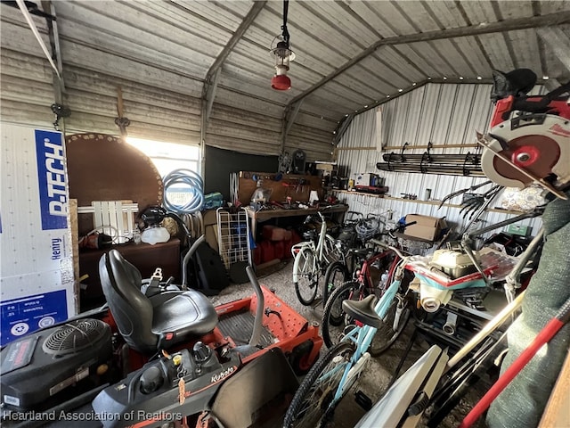 garage featuring a workshop area