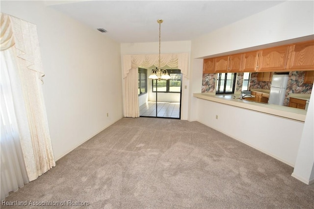 interior space with a chandelier