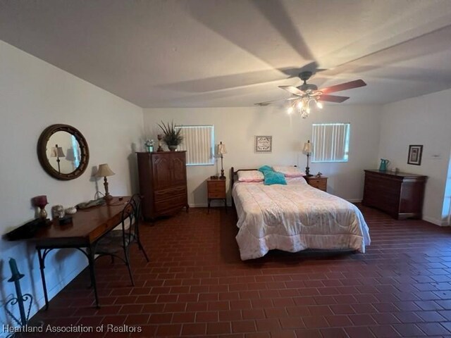 bedroom featuring ceiling fan