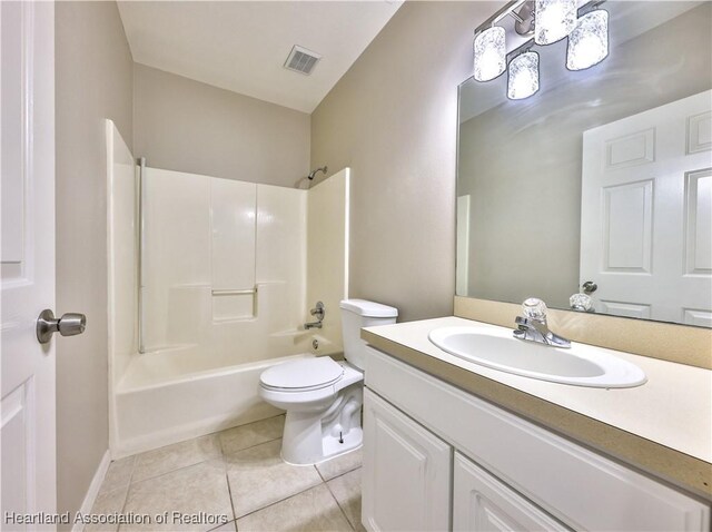 4021 Page Ave, Sebring, FL 33875 - full bath featuring vanity, tile patterned flooring, tub / shower combination, and a chandelier
