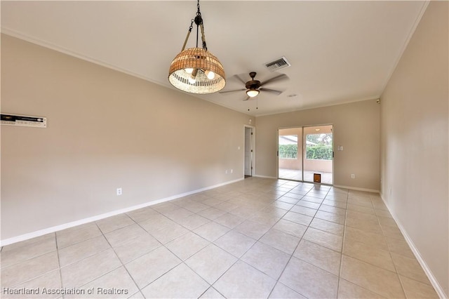 4021 Page Ave, Sebring, FL 33875 - spare room featuring light tile patterned floors, ceiling fan, and ornamental molding