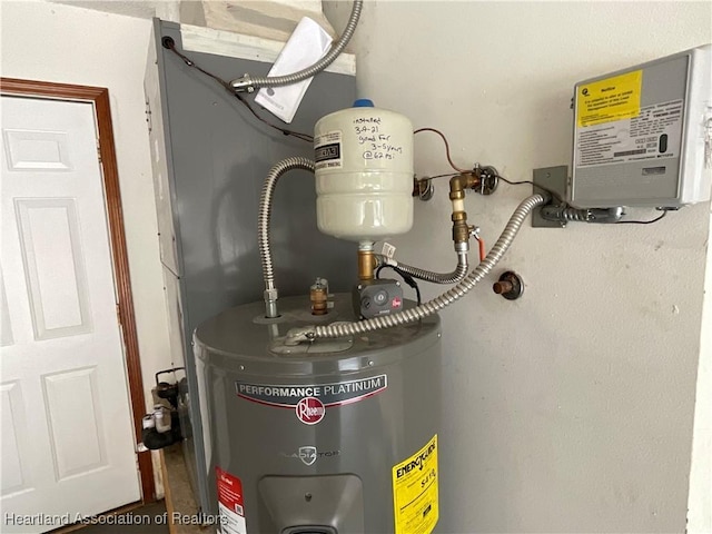utility room with water heater
