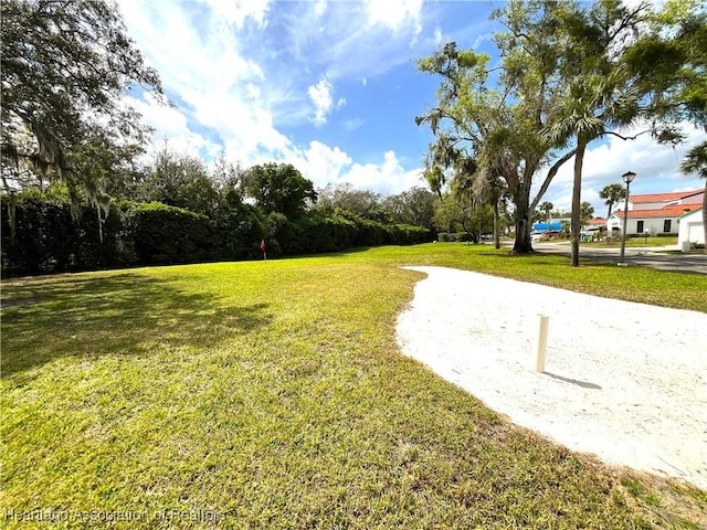 view of property's community featuring a lawn