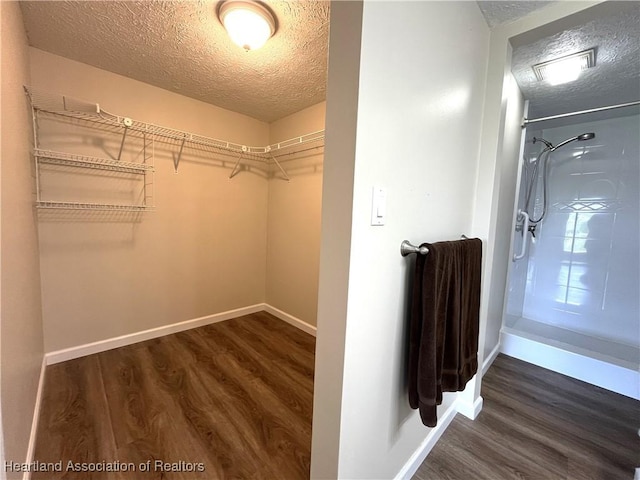 walk in closet featuring wood finished floors