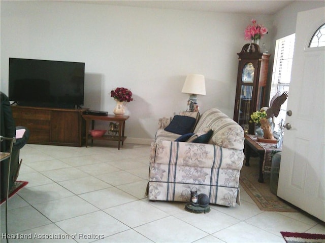 view of tiled living room