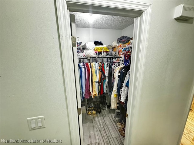 spacious closet featuring hardwood / wood-style floors