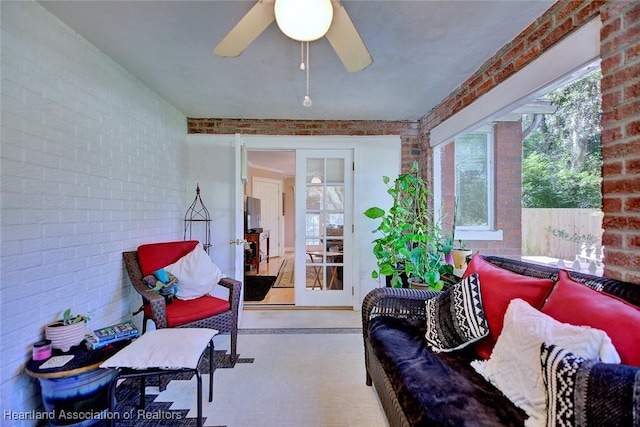 1237 Hotiyee Ave, Sebring, FL 33870 - sunroom / solarium featuring a ceiling fan, french doors, and an outdoor hangout area