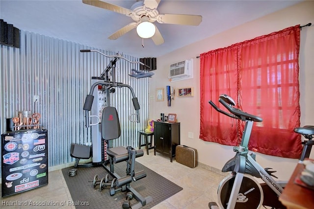 1237 Hotiyee Ave, Sebring, FL 33870 - exercise room with a wall mounted AC and a ceiling fan