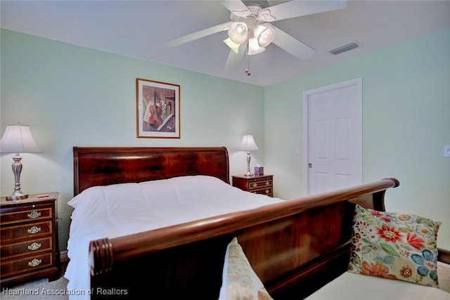 bedroom featuring ceiling fan