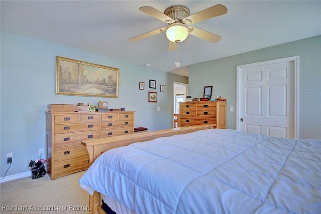 bedroom with carpet and ceiling fan