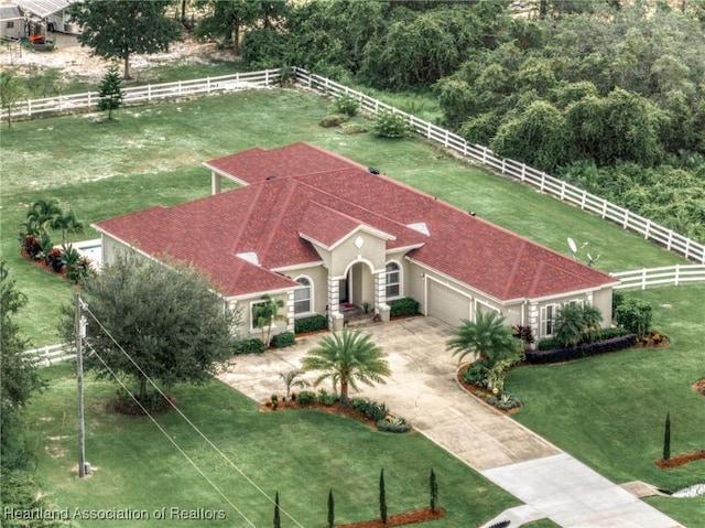 drone / aerial view featuring a rural view