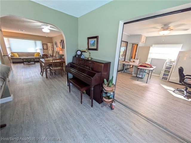 miscellaneous room featuring hardwood / wood-style floors and ceiling fan