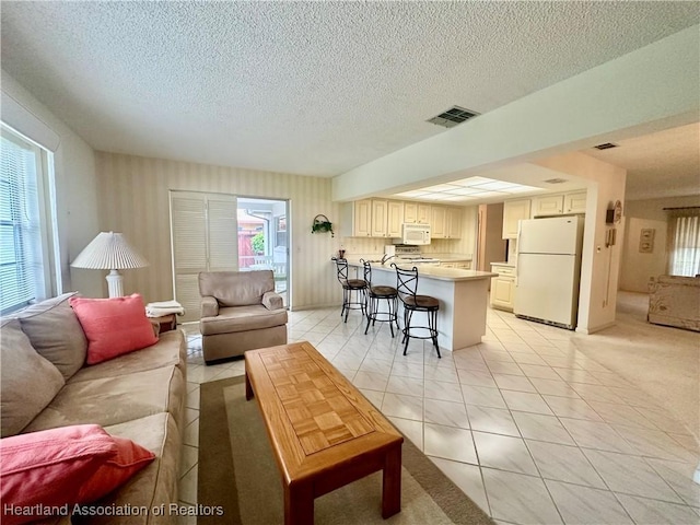 1704 Palm St, Sebring, FL 33870 - living area featuring a textured ceiling and light tile patterned floors