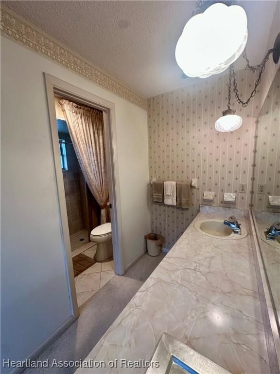 1704 Palm St, Sebring, FL 33870 - full bathroom with toilet, a textured ceiling, vanity, and a shower