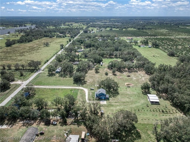 aerial view featuring a rural view