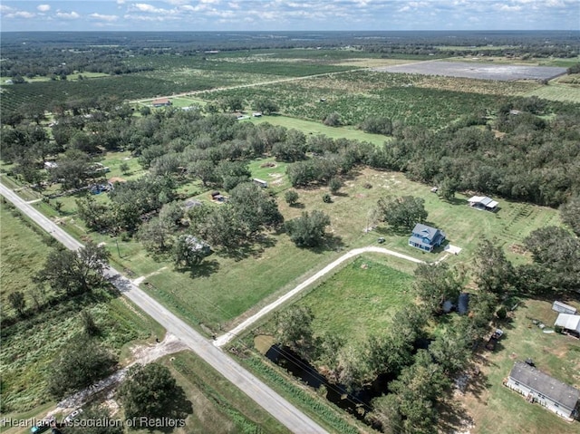 drone / aerial view with a rural view