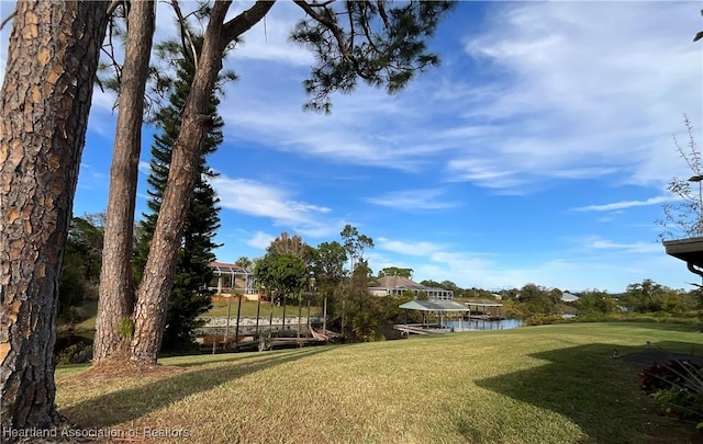 view of yard featuring a water view