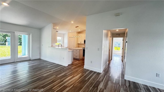 1015 Duane Palmer Blvd, Sebring, FL 33876 - unfurnished living room with dark wood-type flooring and recessed lighting