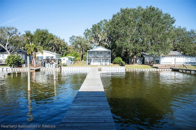 view of dock featuring a water view