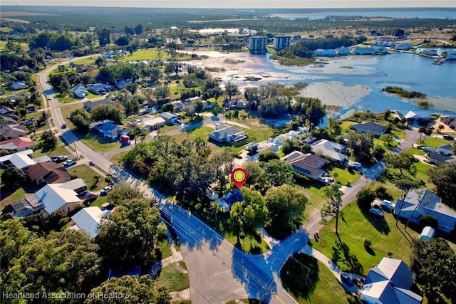 bird's eye view featuring a water view