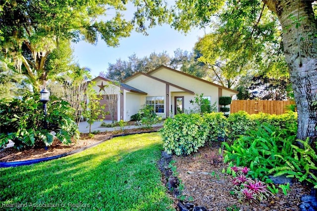 view of yard with a garage