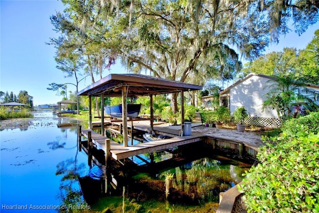 view of dock featuring a water view