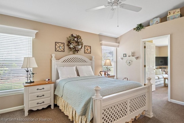 bedroom with carpet flooring and ceiling fan