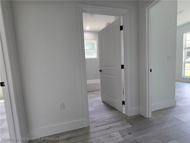 corridor featuring light hardwood / wood-style floors