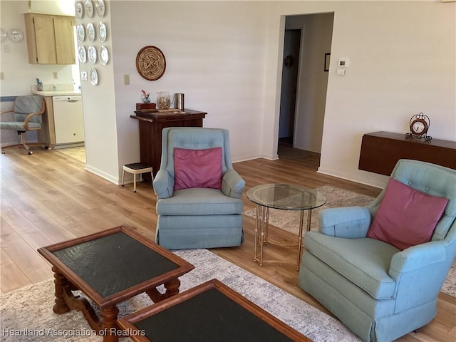 living room featuring light hardwood / wood-style flooring