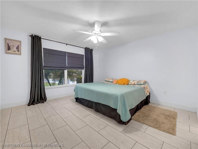 bedroom featuring ceiling fan