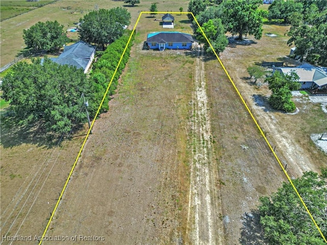 drone / aerial view with a rural view