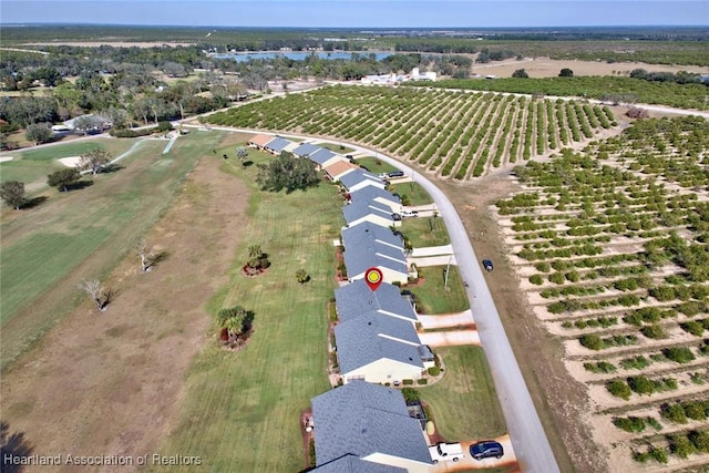 birds eye view of property featuring a rural view