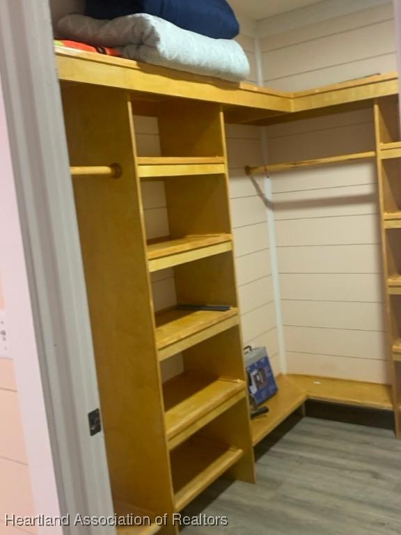 spacious closet with wood finished floors