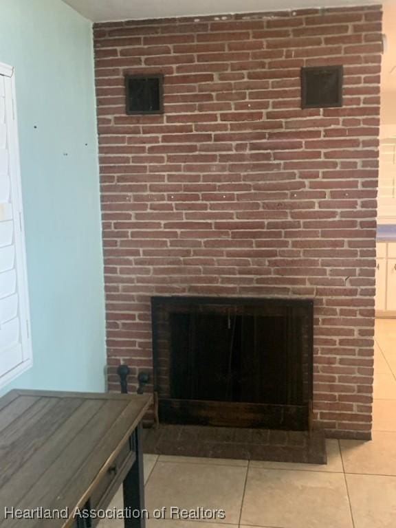 interior details with a fireplace