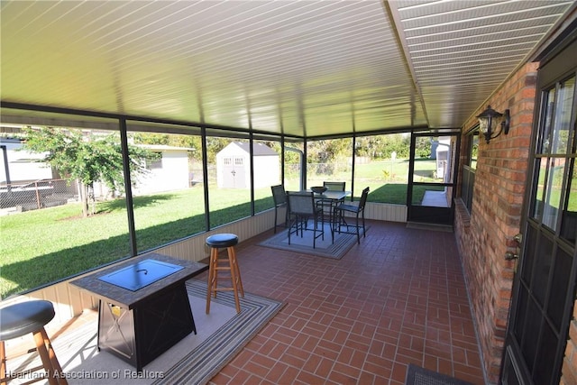 view of unfurnished sunroom