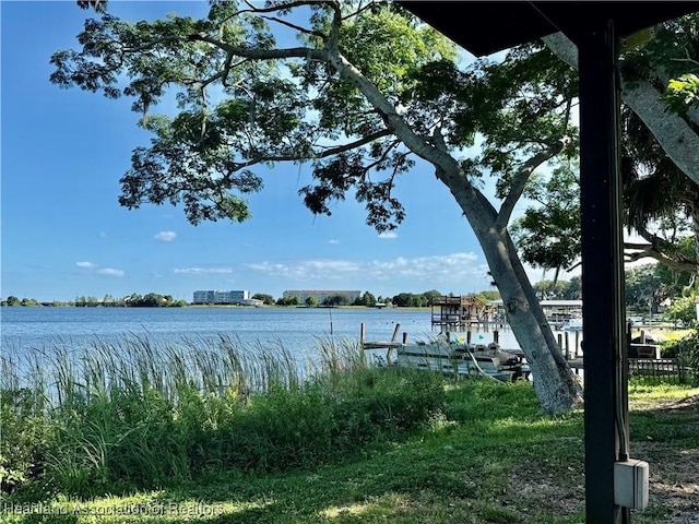 view of dock featuring a water view