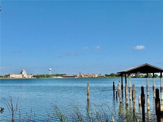 view of dock featuring a water view