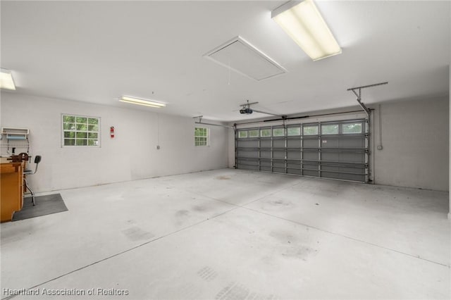garage with a garage door opener