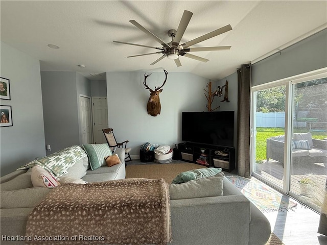 424 Branbury Ave, Lake Placid, FL 33852 - living room with a ceiling fan and lofted ceiling
