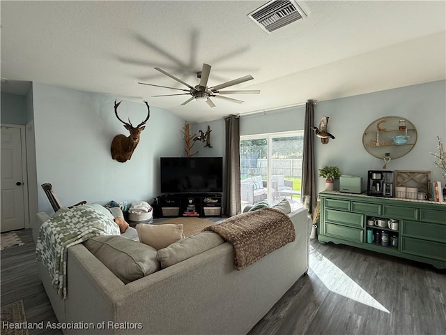 424 Branbury Ave, Lake Placid, FL 33852 - living room with a ceiling fan and dark wood-type flooring