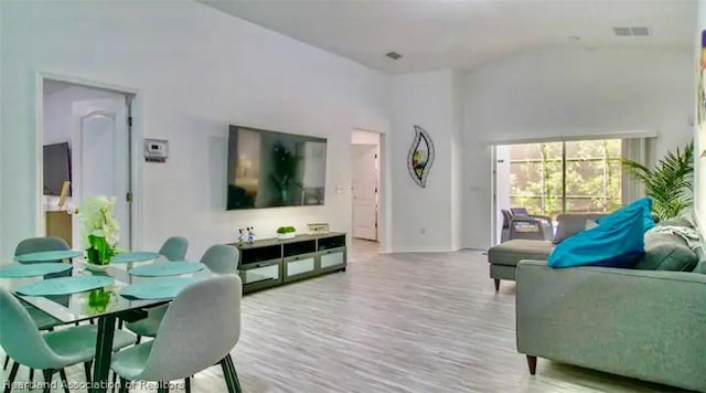 living room with hardwood / wood-style floors