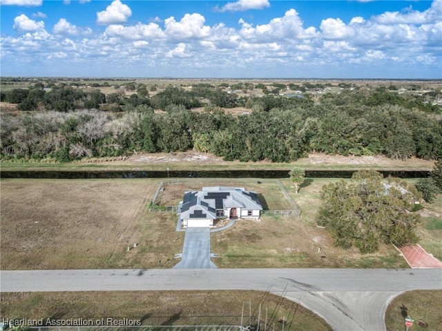 drone / aerial view with a rural view