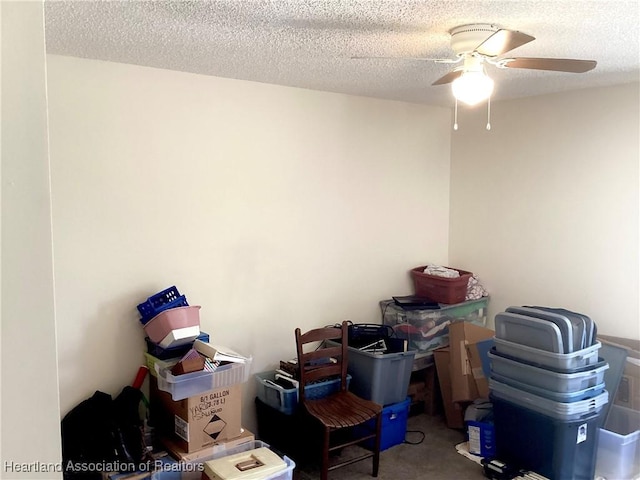 storage room featuring a ceiling fan