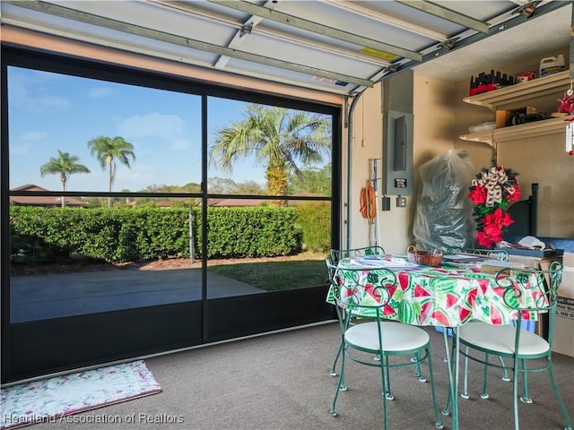 sunroom / solarium featuring electric panel