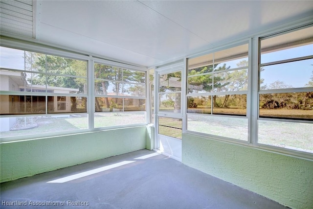 view of unfurnished sunroom