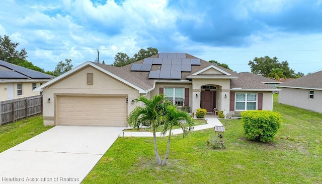 297 NE Glentry Ave NE, Port St Lucie, FL 34983 - view of front of home with stucco siding, a shingled roof, an attached garage, and driveway