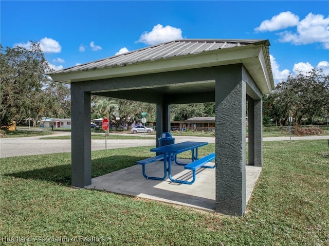 view of home's community featuring a gazebo and a lawn