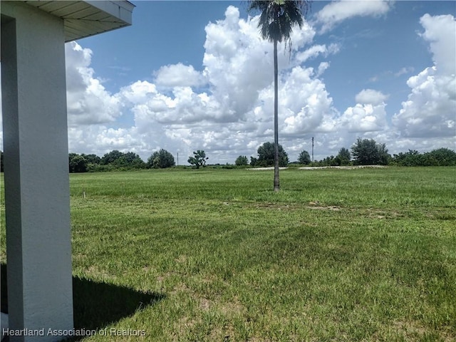 view of yard with a rural view